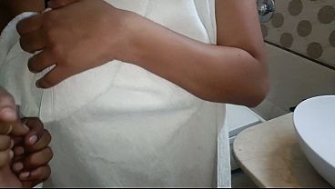 Step sister caught me making a video of her bathing, then she grabbed my cock and got fucked, Hindi audio