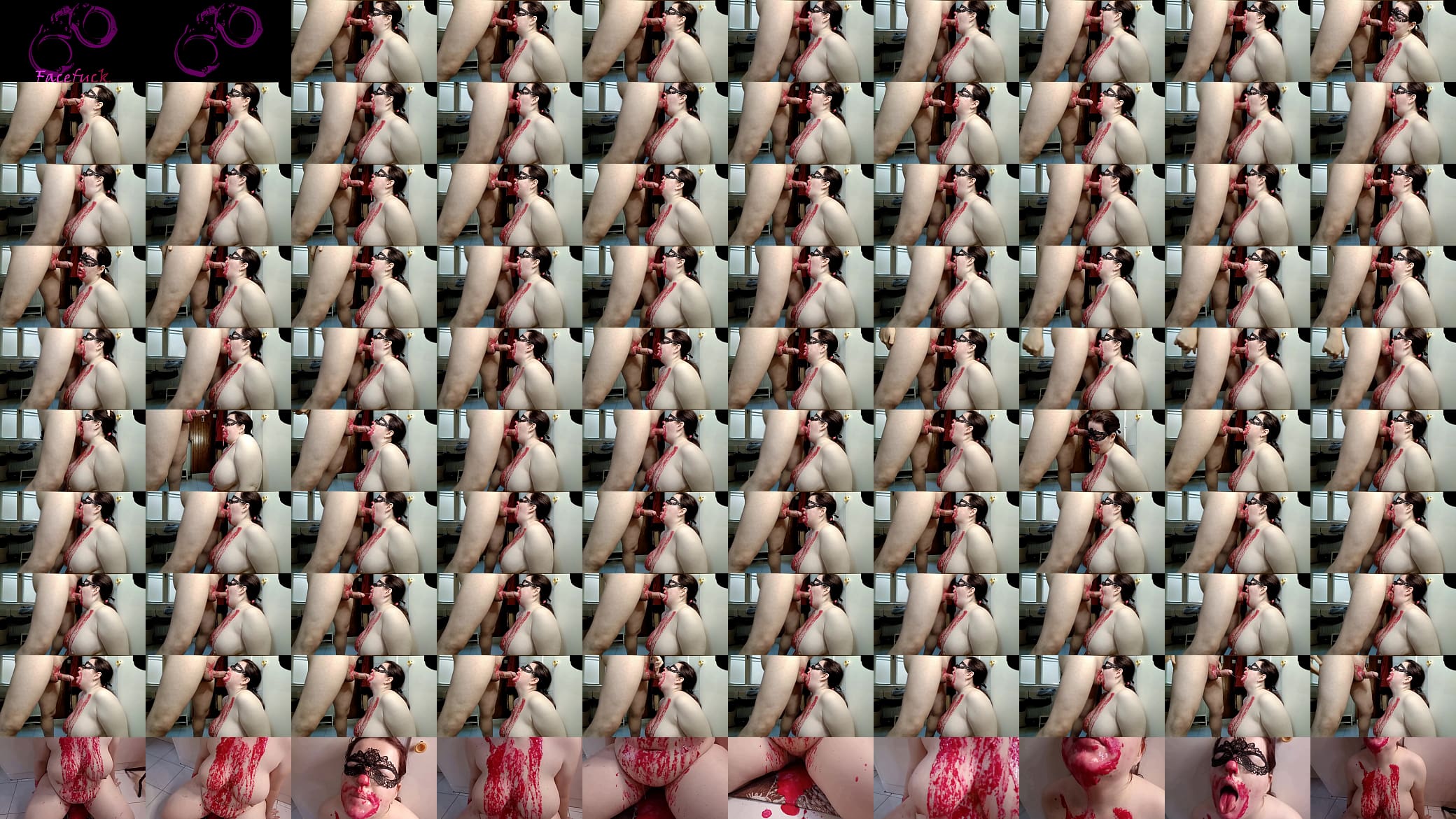 Pervert girl loves to puke on her Master&#039;s cock in facefuck 预览图