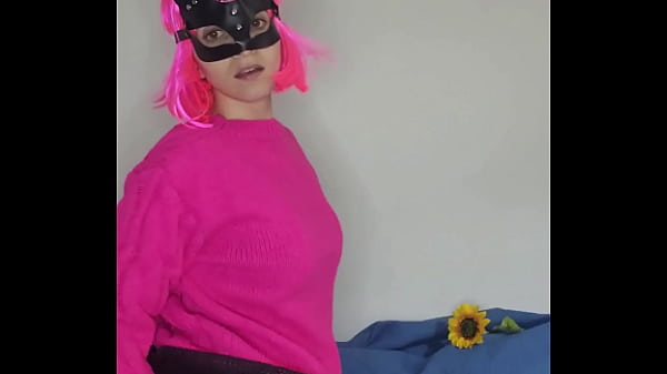 Watch me touch myself with my kitty mask and big tits