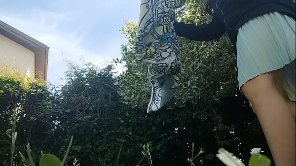 ChantalChannel - outdoor without panties!! pee on the grass in a public park
