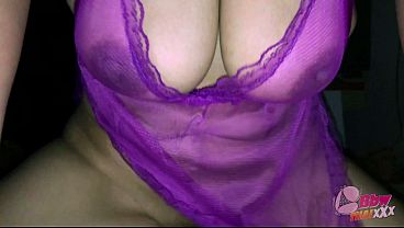Big tits mature mom in purple see through slut hard fucked