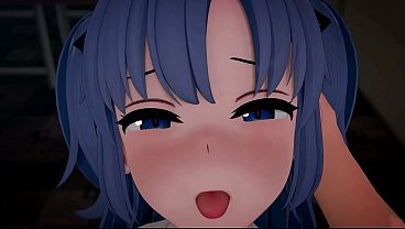 早瀬優香 フェラチオ ブルーアーカイブ ヘンタイ MMD 3D 青い髪
