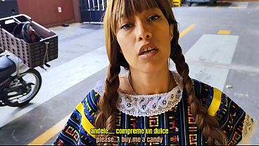 Innocent Latina Girl Selling Candy