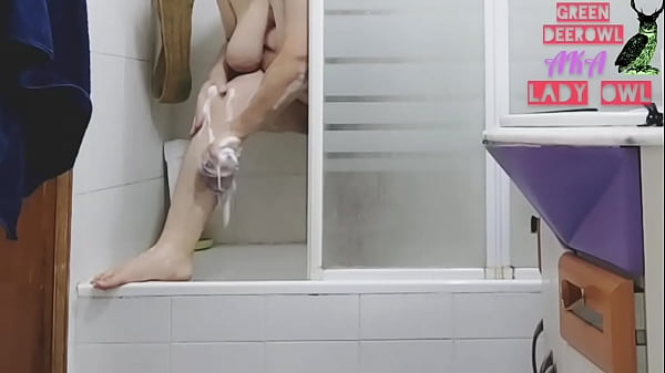 Taking a hot shower
