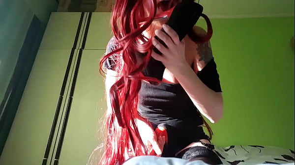 Redhead Slut In Black Lingerie Fucking & Licking Heels & Toes Sucking