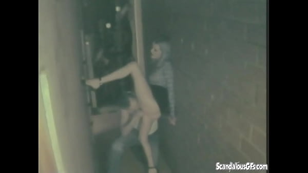 Pussy licked alley whore bends over for dick