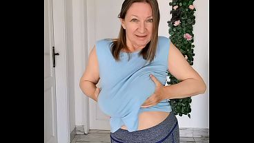 Busty Braless GILF MariaOld's Sporty Groove: Strip Dancing in Style!