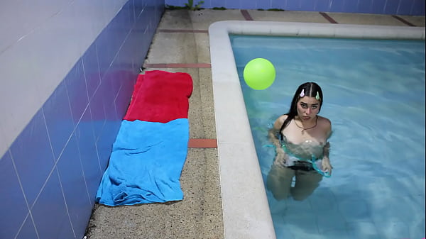 enjoying the pool