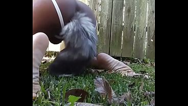 Download Video - Sissy Furry Femboy Fox Tail Twerks Outside