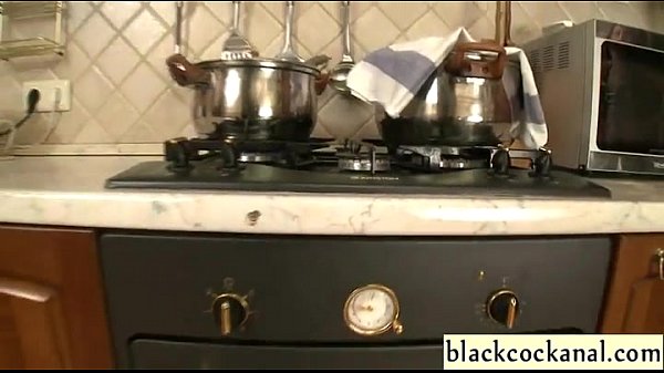 Black cock slut plays with big dildo