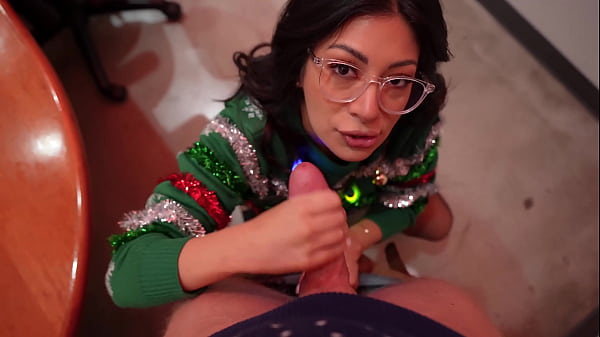My slutty coworker sucked my cock at the office Christmas party - Cami Strella