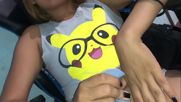 Girl with pikachu tshirt gets her pussy wet