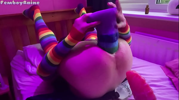 Download Video - Size Queen Femboy Raine stretched by HUGE TOYS&excl;
