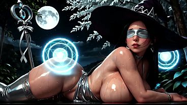 Blindfolded Ice Witch With Huge Tits Gets Fucked Hard In A Moonlit Forest - AI Generated