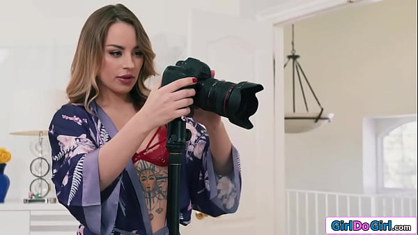 Busty Asian is pussy licked and strapon fucked by gf on tape