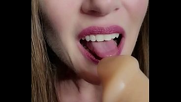 Sucking & Fucking This Big Dildo For You