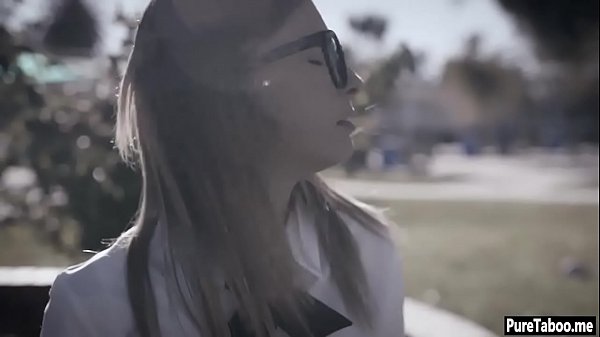 Download Video - Cute nerdy tighty teen DP fucked in a threesome sex