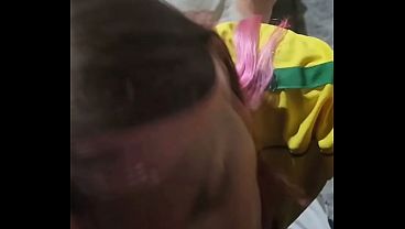Brazilian whore in a soccer uniform