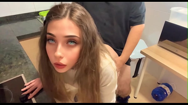Download Video - 18 year old stepdaughter has sex in the kitchen&comma; The fat stepfather cums inside her