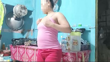 Fucking my friend's wife in the kitchen