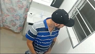 Hot young woman enters the men's restroom at a bar!