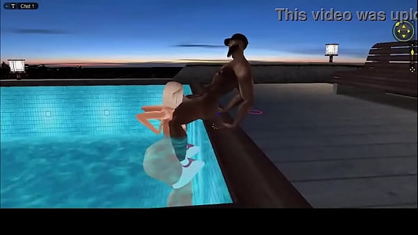 Pose boquetinho na piscina