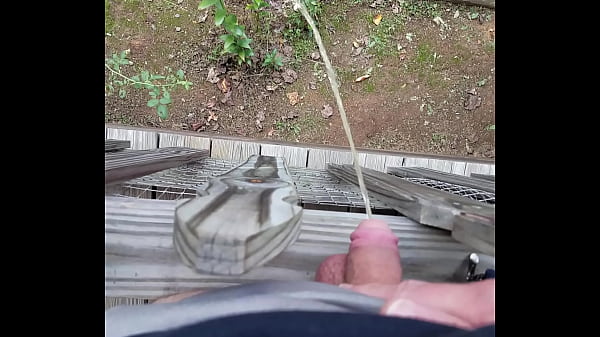 Download Video - Amateur Guy Pissing Off Porch In Public