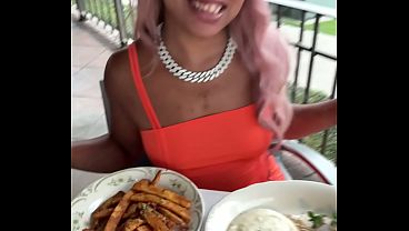 Str8rich and fijii downtown Houston having lunch in the city