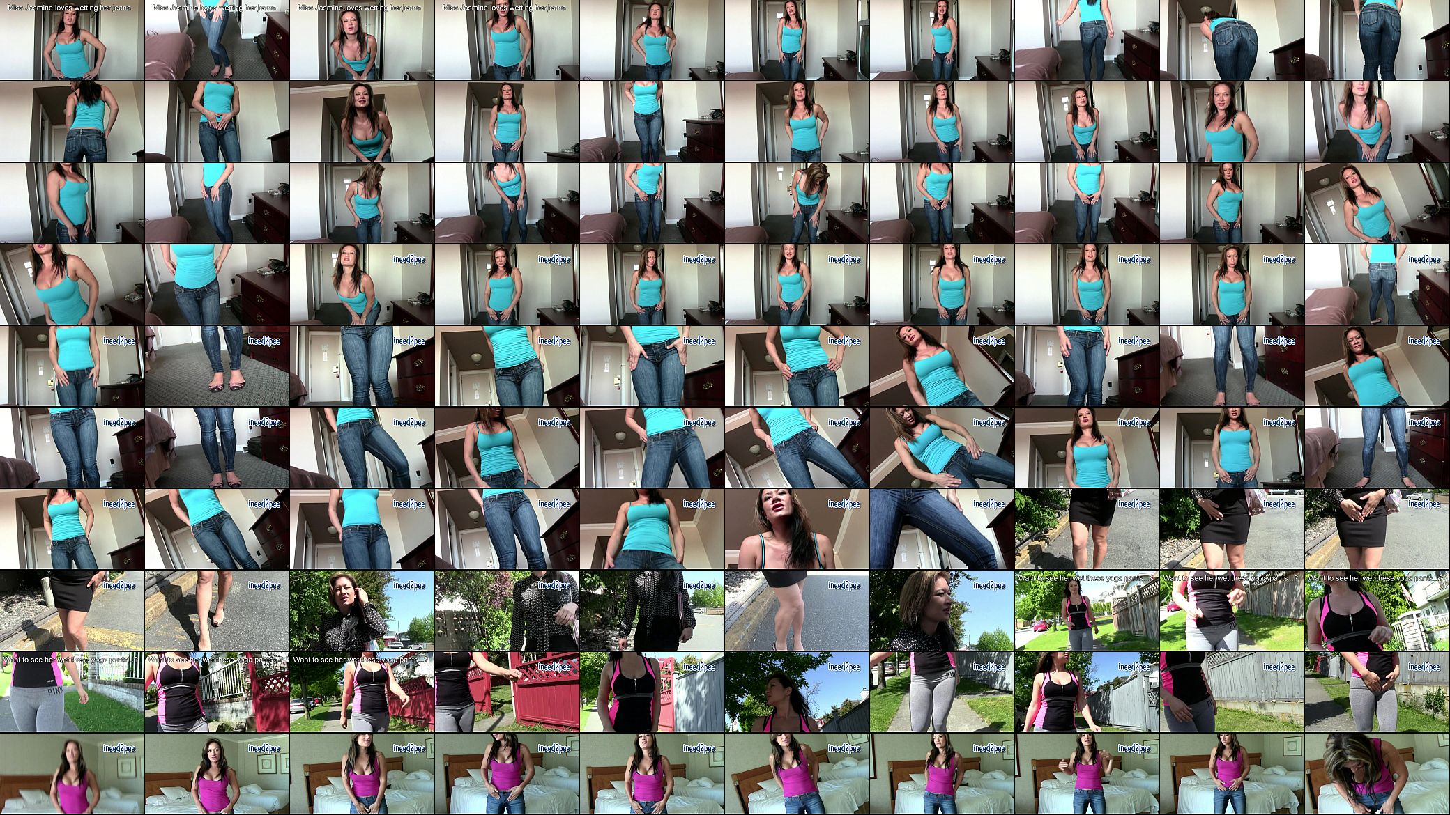 Asian Jasmine full bladder wetting her jeans &amp; spandex omorashi 预览图