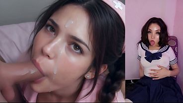 Innocent hot nurse fucks her patient. Masturbating with AI