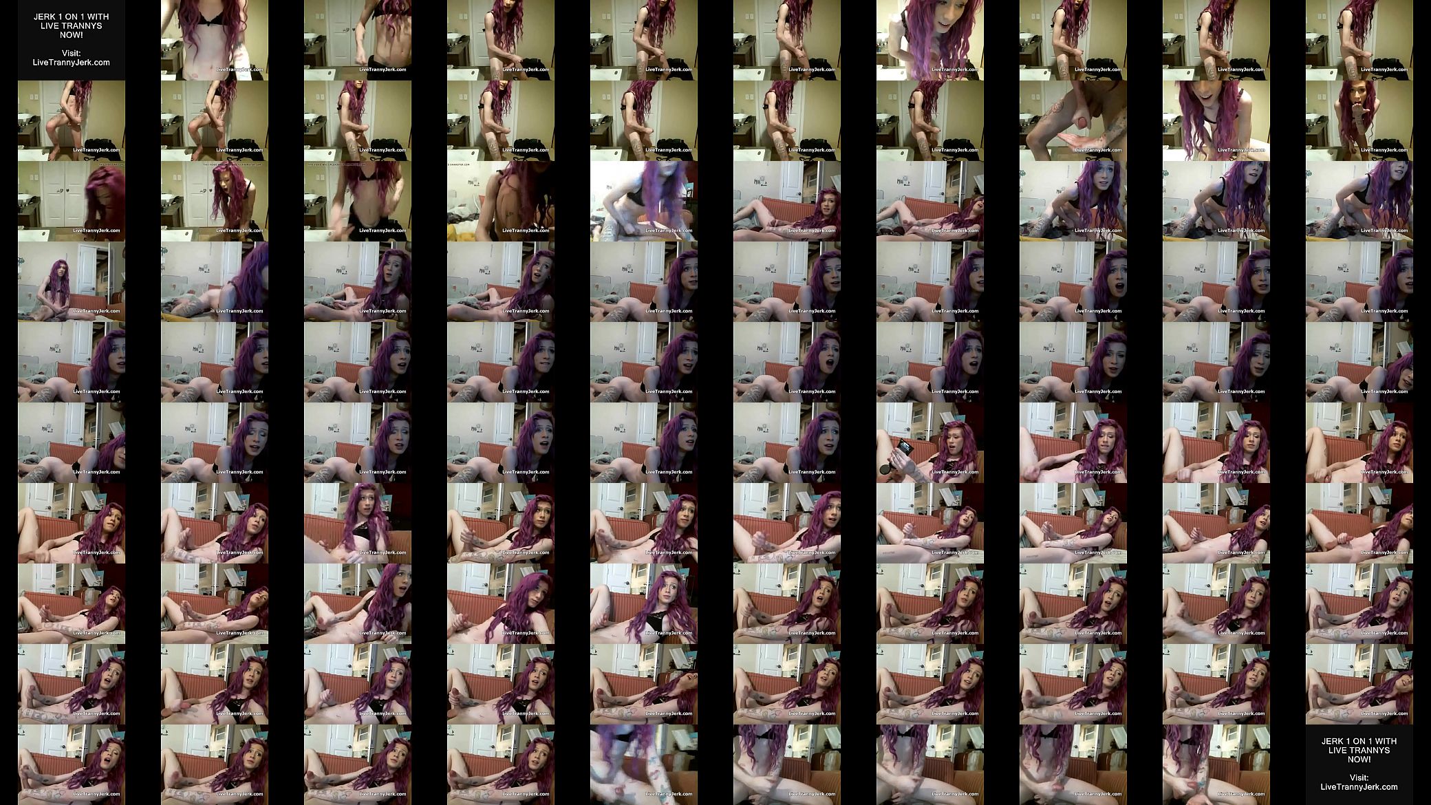 Skinny purple hair tgirl cums twice 预览图