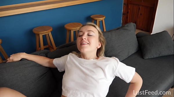 Innocent new teen Ann Joy's amateur sex tape - she uses a sex toy while she fucks and gets a creampie
