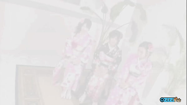 Download Video - Multiple asian women cosplay in flowery kimono fashion for the benefit of group sex attraction