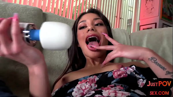 POV pierced small boobs babe talks dirty while rides cock