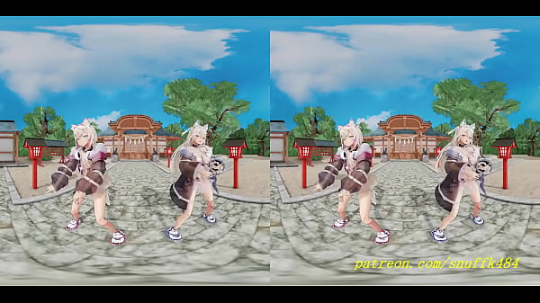 vr180 mmd FuwaMoco dance 3d hololive