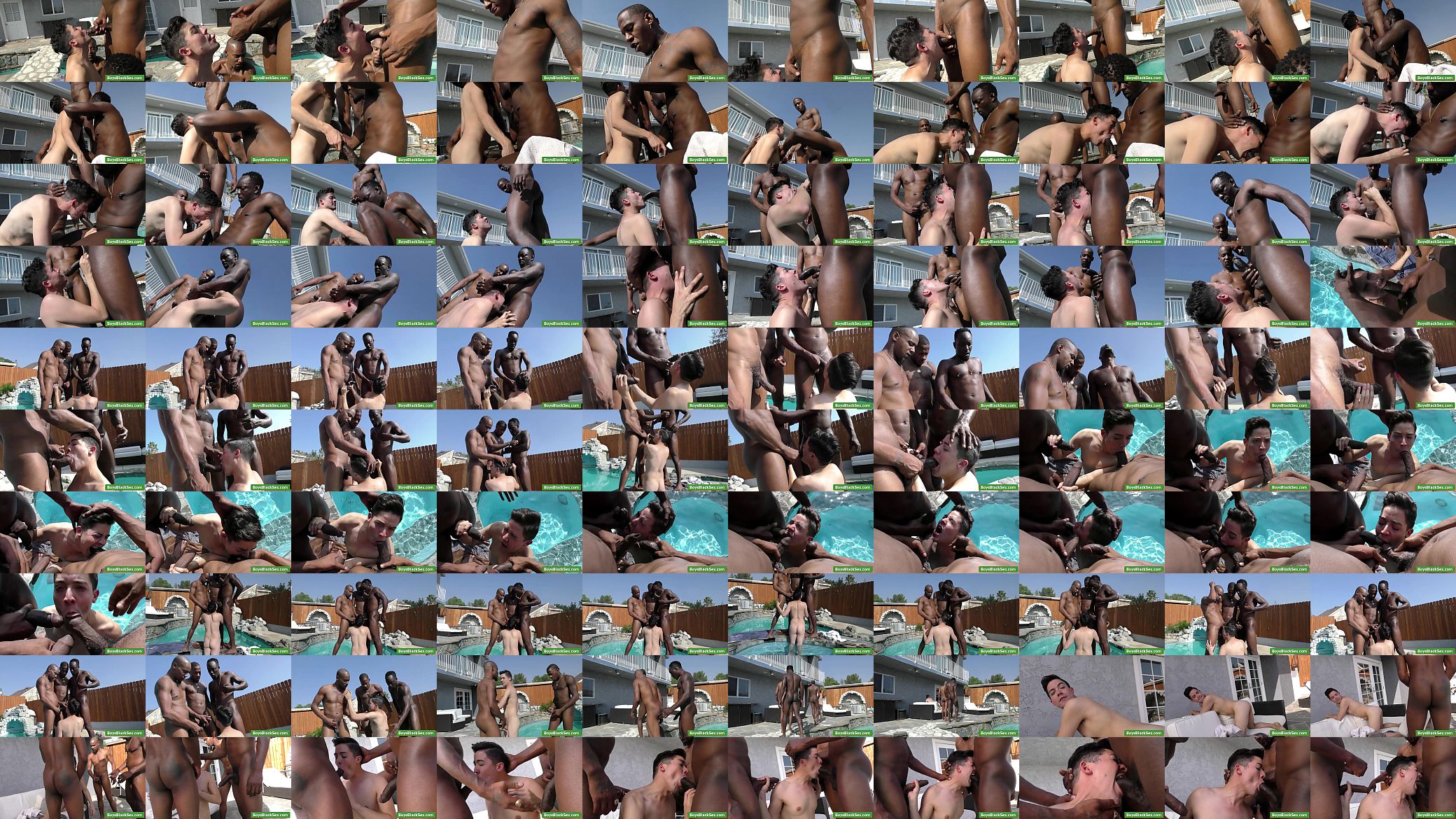 Sexy gay male Brad Wilde suck three black dicks by the pool 预览图