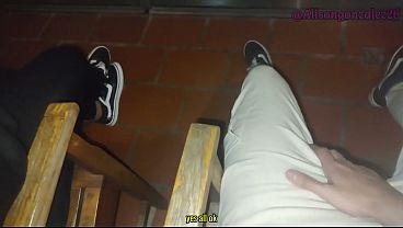 My stepsister was giving me a blowjob on the balcony of our house, and the neighbor just happened to come out and almost caught us.