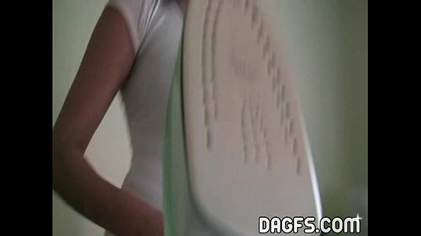 Milf does her ironing naked