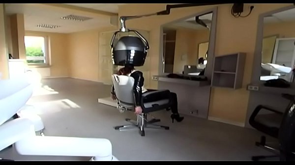 Mistress and slave in latex go to the hairdresser