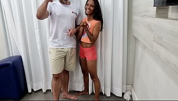 Behind the scenes of the recording with the petite young Jasmine Santanna who almost got pregnant in the orgy with three well-endowed men.