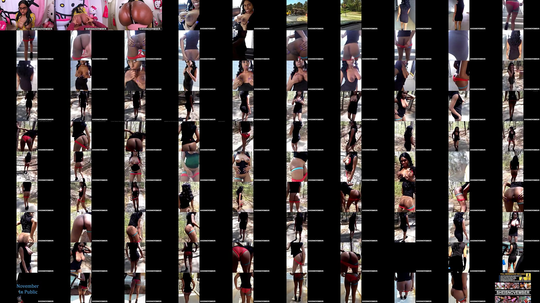 Young Petite Brunette Whore Bare Ass Flash Outside, Dirty Ebony Babe Sheisnovember Exposes Her Cute Little Round Tits, Erect Nipples While Walking In A Sexy Black Dress, Also During Upskirt Spread Pretty Vagina And Butt By Msnovember 预览图