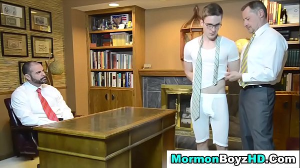 Shaved mormon elder tugs