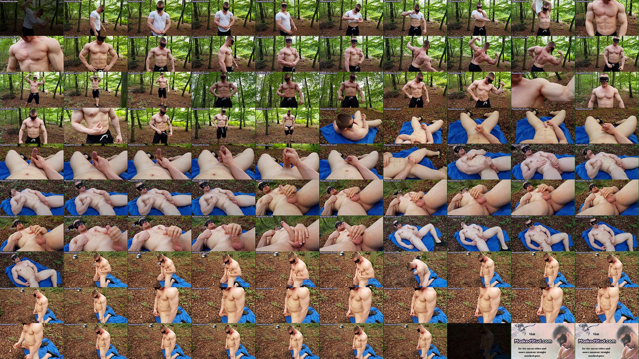 Masked muscled stud solo masturbates outdoor and cums 预览图