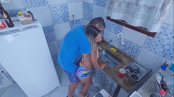 The hot neighbor washed the dishes here and even gave me the ass!