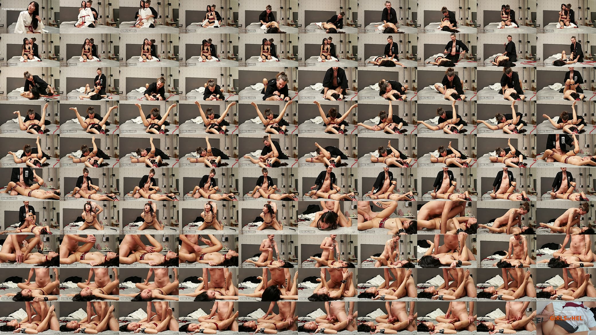 Asian model likes it rough - leather cuffs and rope bondage sex 预览图