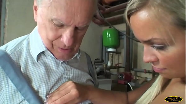 In the cellar the old man has a fake sickness to fuck the beautiful blondie virgin