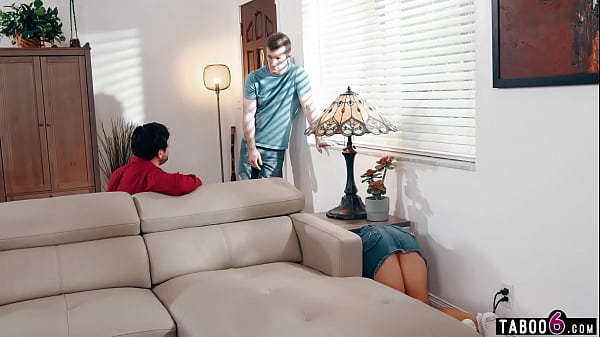 Teen nanny Riley Jacobs stuck cleaning with no panties on and needed