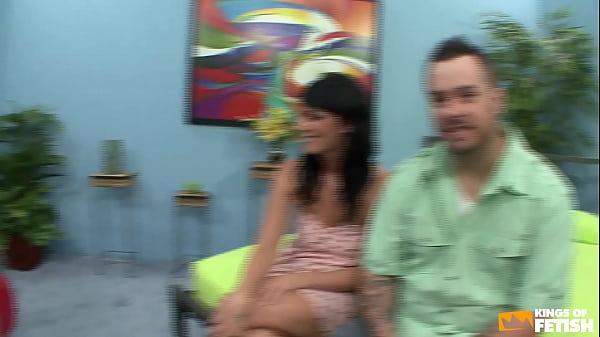 Nasty wife gets her pierced pussy smashed by a muscular man in front of cuckold husband