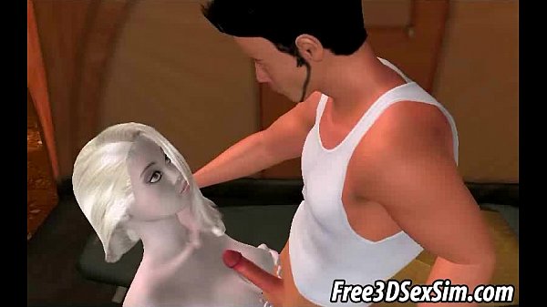テントの中でコックを吸っている熱い3Dブロンドのベイビー