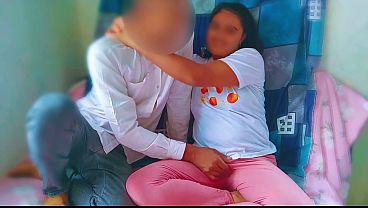 Stepsister soniya watching porn on mobile but her stepbrother seen and Fucking hard stepsister and Cum on her boobs hindi audio